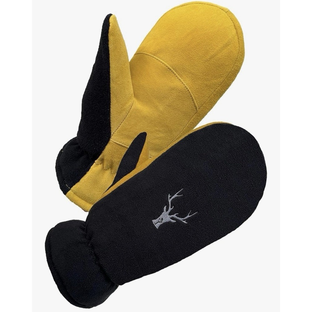 Skydeer Mittens Upgraded Deerskin XL,‎ Yellow/Black Brand New